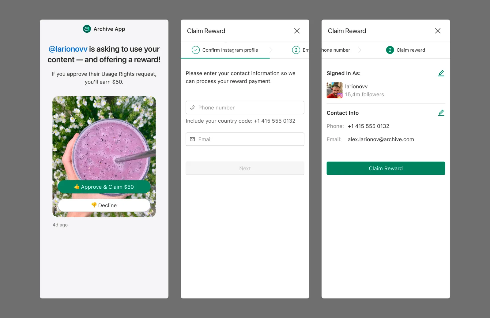 The creator reward and payout flow